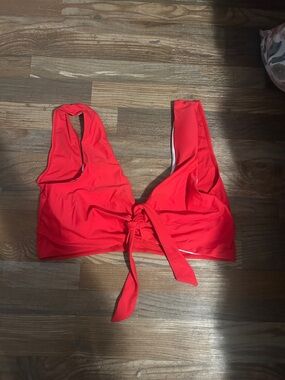 SHEIN Red Tie-Front Bikini Top